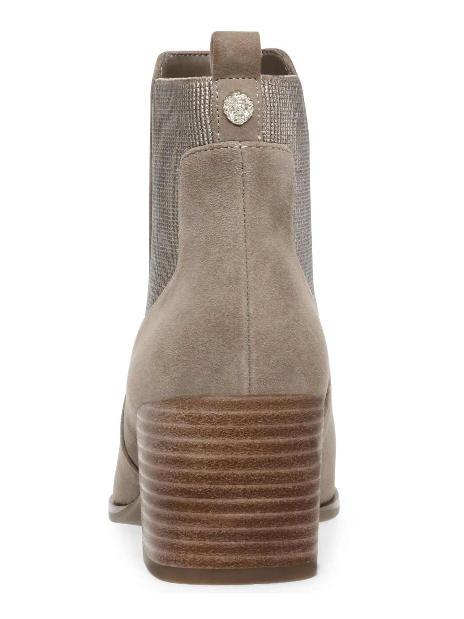 ANNE KLEIN Womens Beige Side Gores Cushioned Parson Almond Toe Stacked Heel Leather Booties M