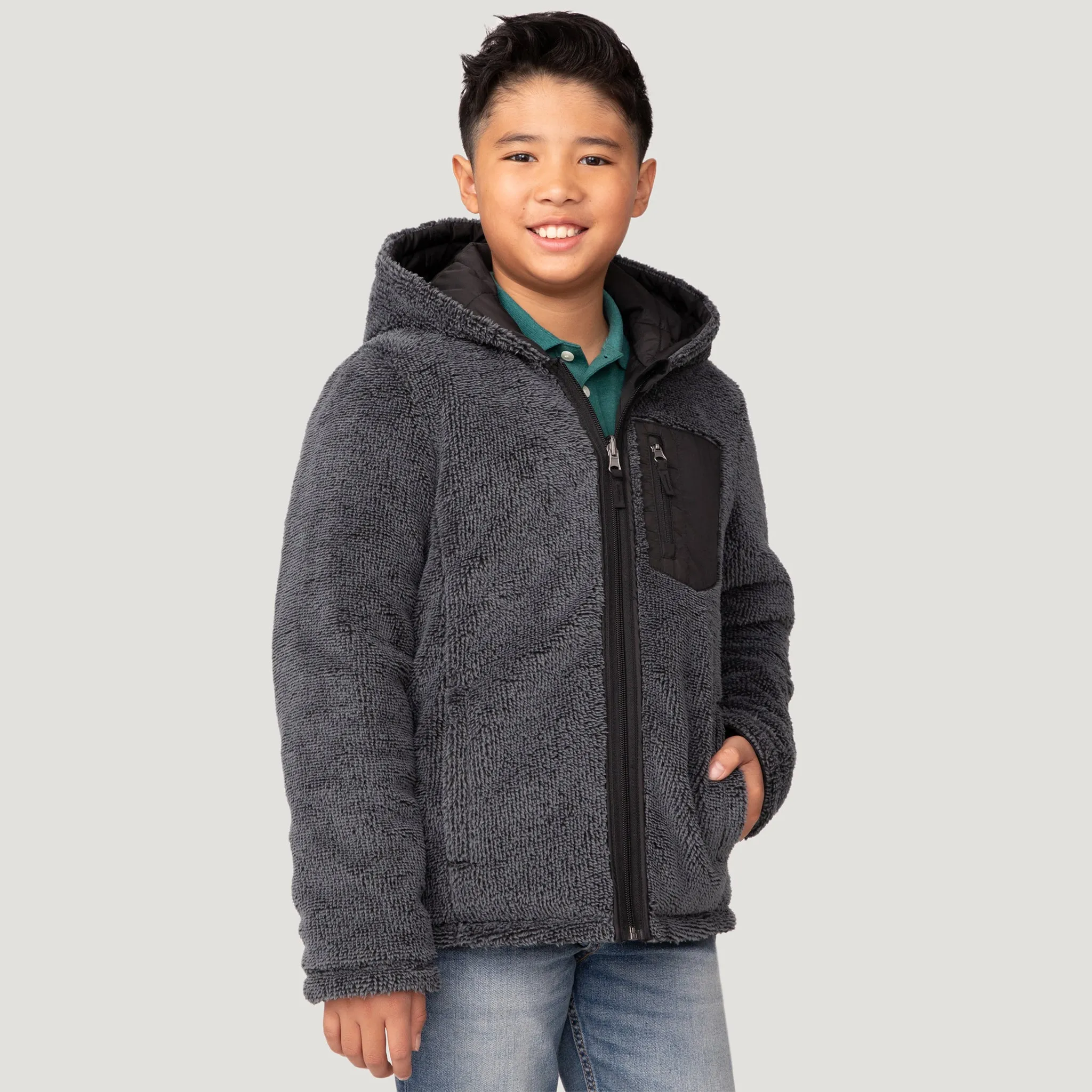 Boys' Quilted Reversible Hooded Jacket