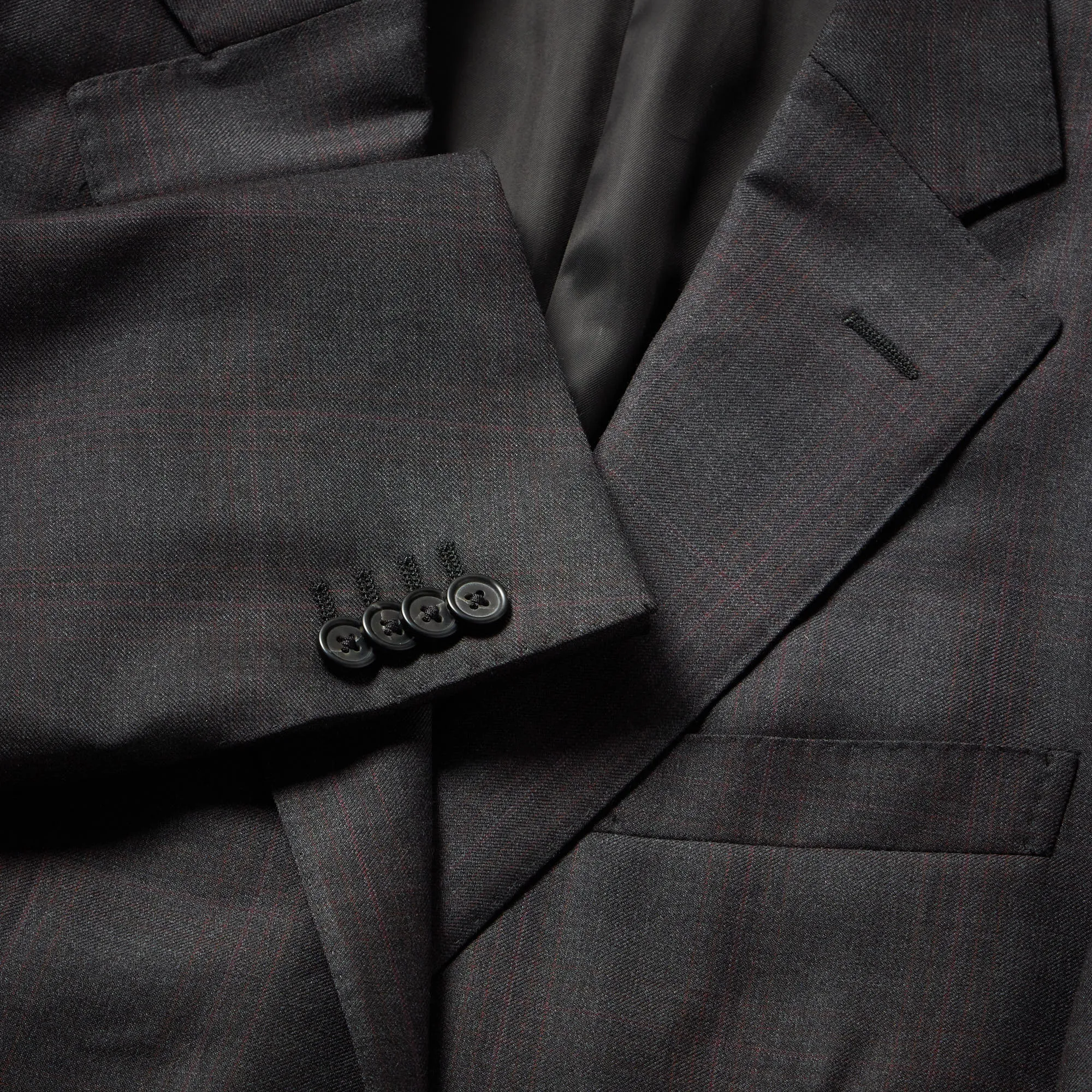 CORNELIANI Over checked Suit CHARCOAL/BURGUNDY REG