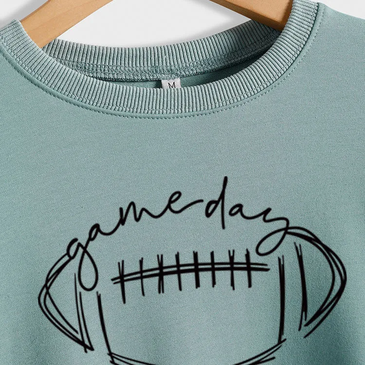 Cross bordergame day rugby letter printing round neck fashion bottoming long sleeve sweater