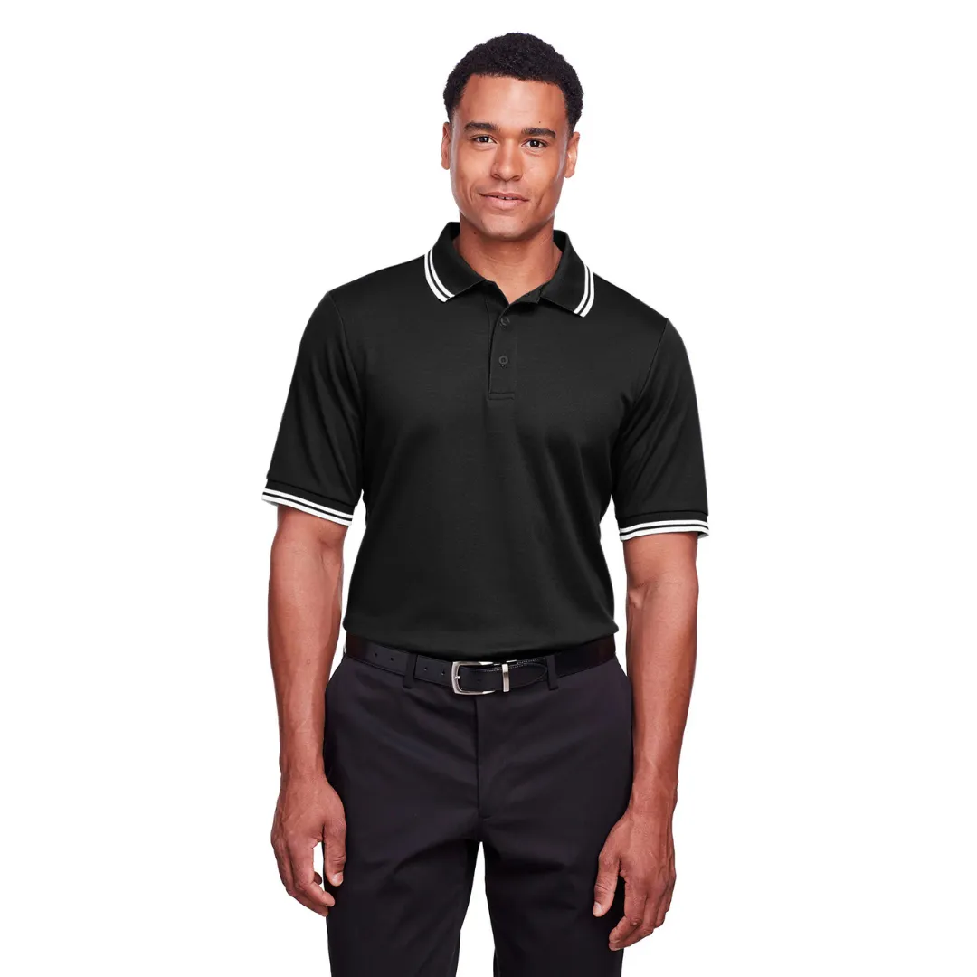 Devon & Jones Men's CrownLux Performance Moisture Wicking Short Sleeve Polo Shirt Black/White