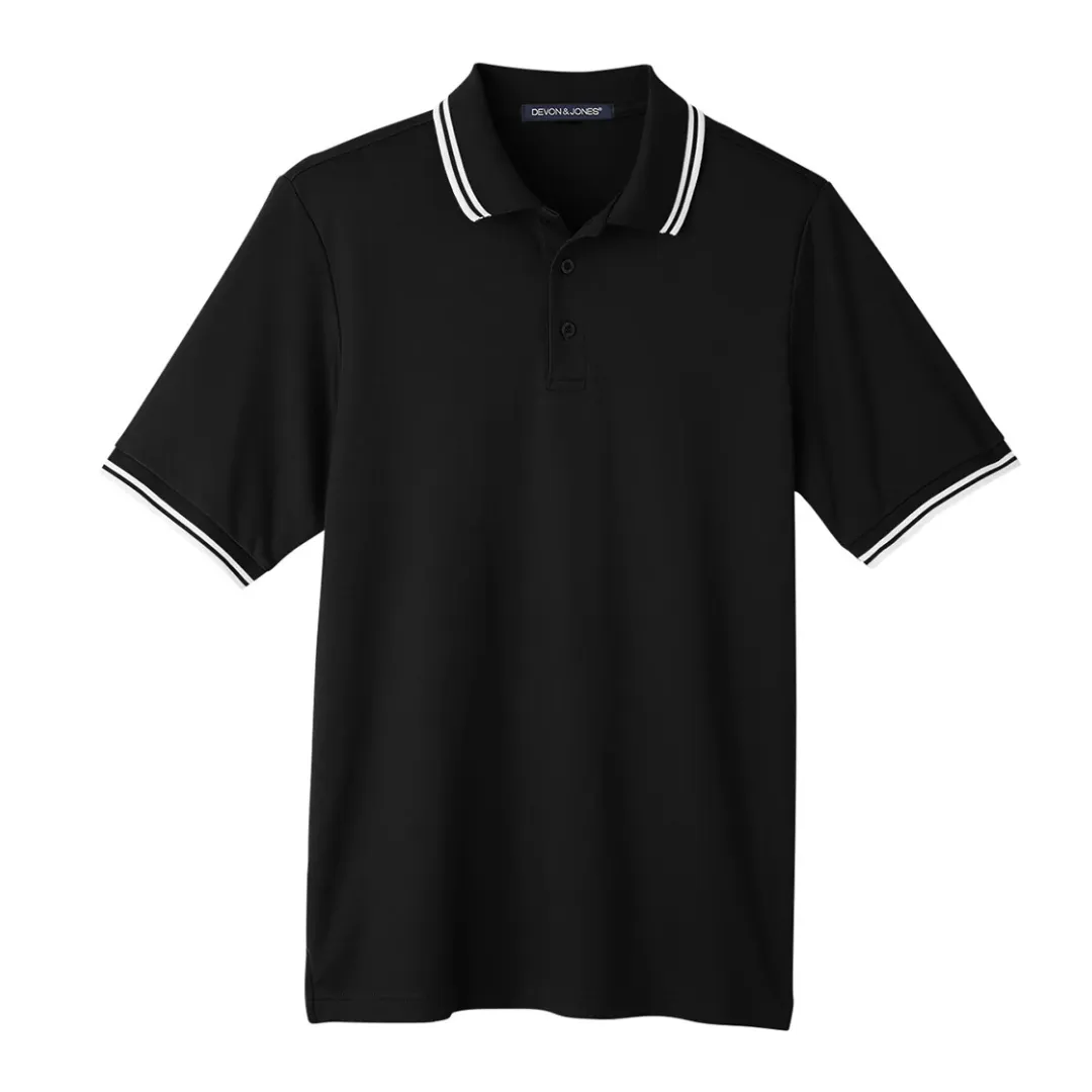 Devon & Jones Men's CrownLux Performance Moisture Wicking Short Sleeve Polo Shirt Black/White