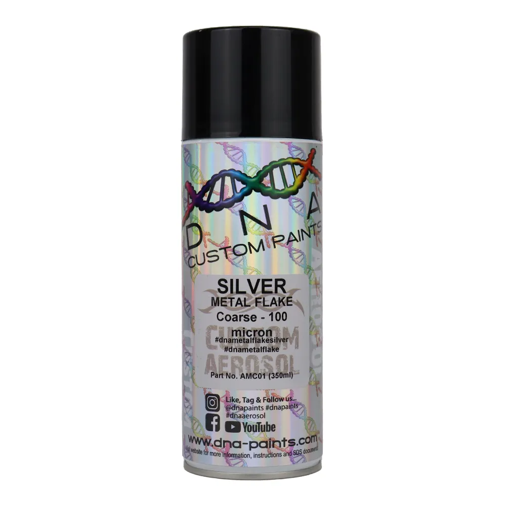 DNA PAINTS Metal Flake 350ml Aerosol Silver Coarse - 100 Micron