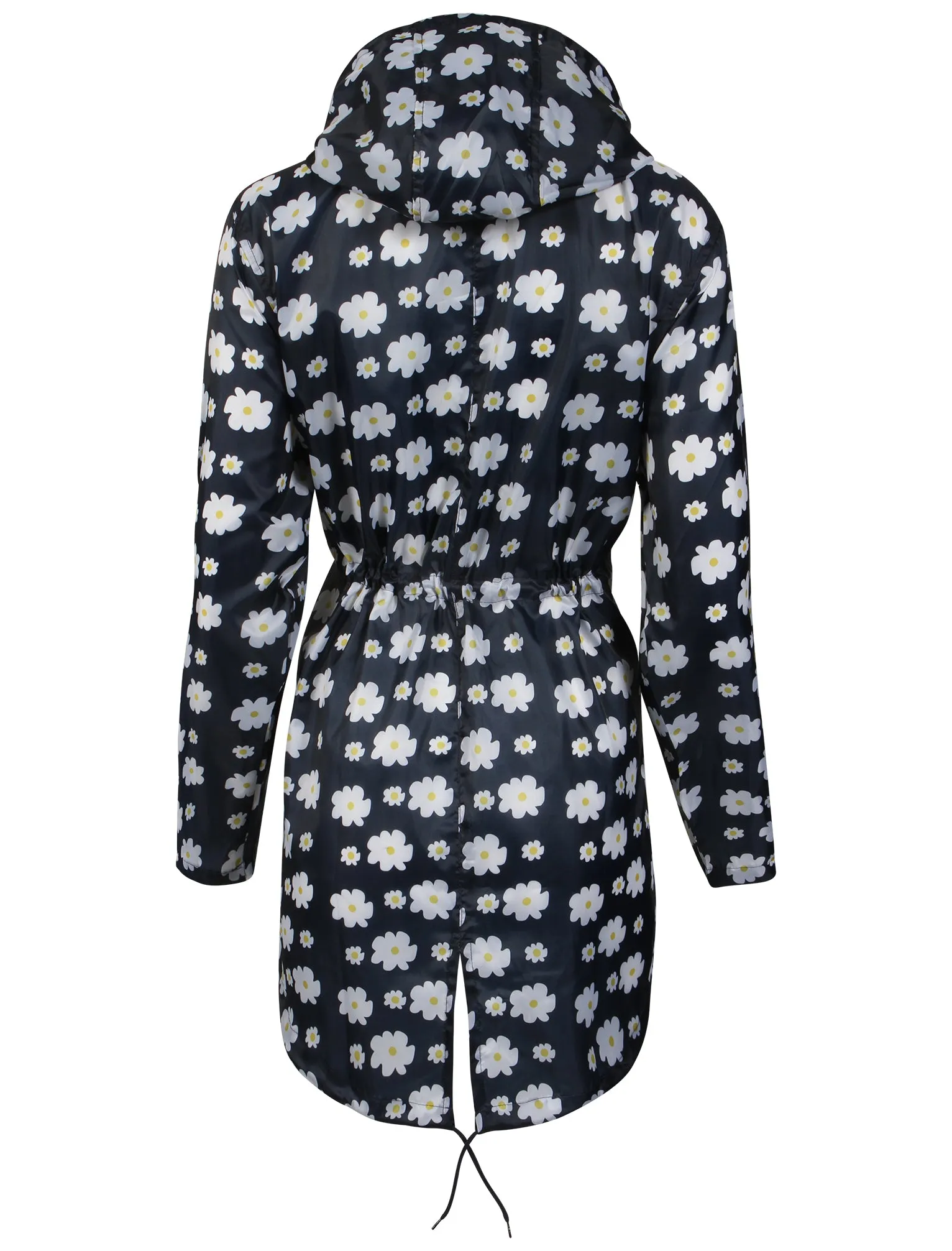 Ella Pac A Mac Lightweight Jacket in Navy Daisy Print