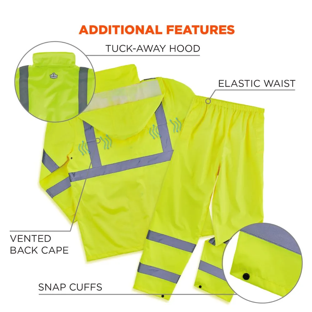 Ergodyne 25436 #8376K 2XL Lime Lightweight HV Rain Suit