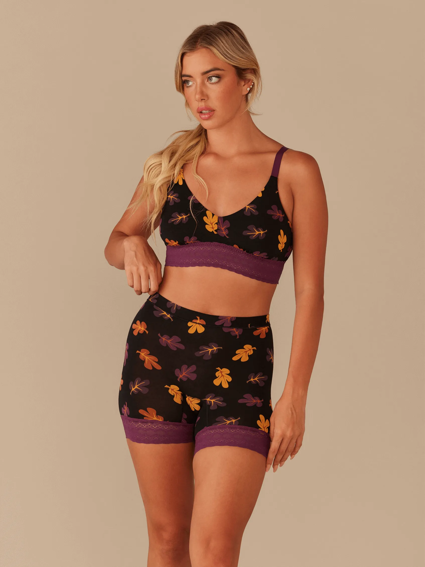 FeelFree Lace Long Boyshort | Fall Leaves