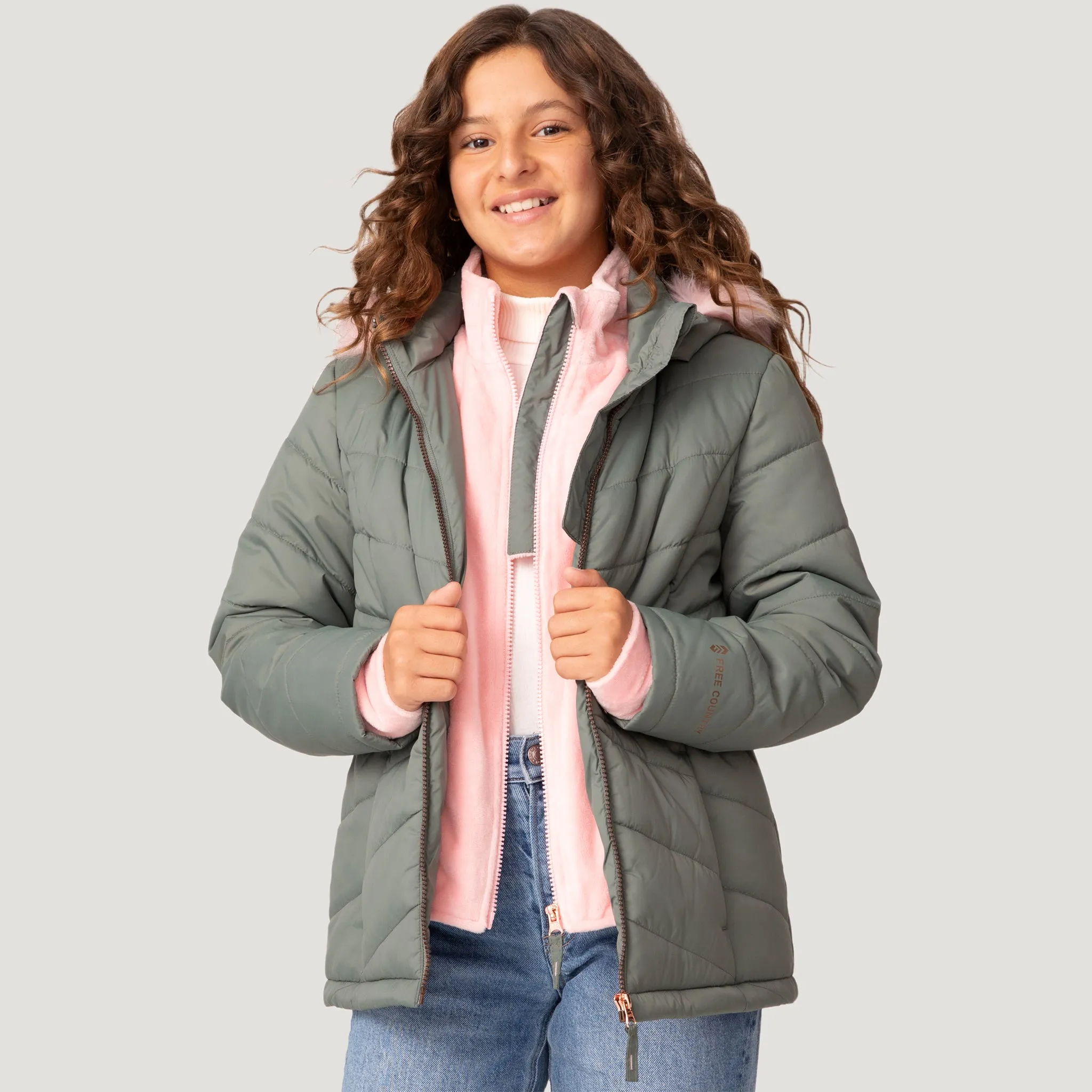 Girls' Bib Puffer Jacket