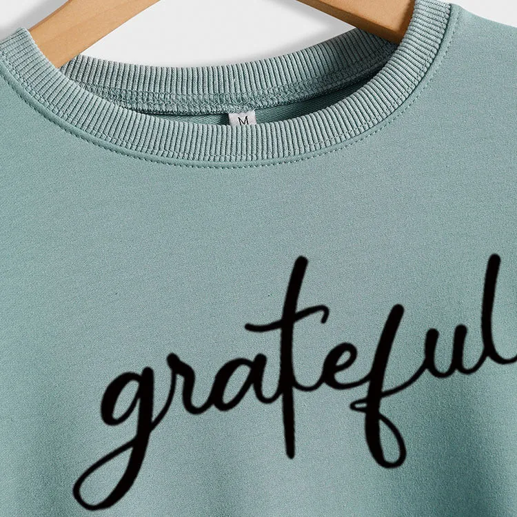 Grateful Letters Fashion Fall and Winter Bottoming Long-sleeved Printed Round Neck Sweater