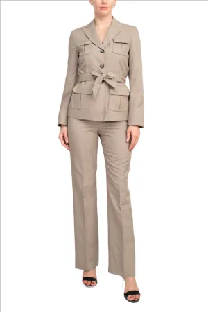 Le Suit Petite Two Piece Mélange Jacket And Pant Set