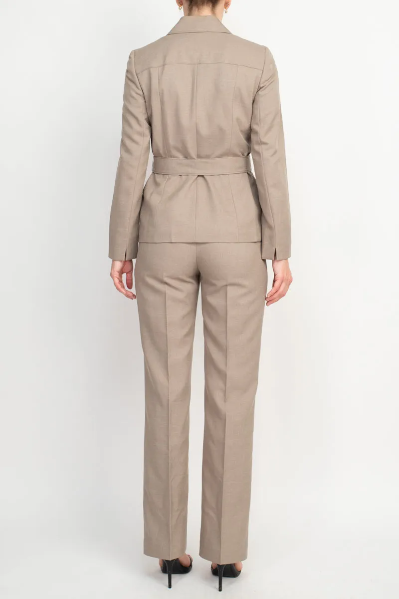 Le Suit Petite Two Piece Mélange Jacket And Pant Set