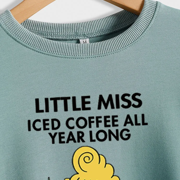 LITTLE MISS ICED COFFEE Autumn Cross-border Printed Sweater Round Collar Jacket