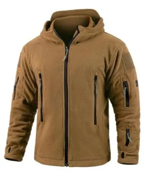 Men's Multi Pocket Zip Up Fleece Sherpa Lined Hoodie-DUMCO04673