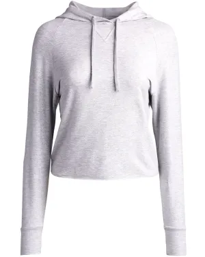 Metallic Grey Soft Touch Cropped Hoodie