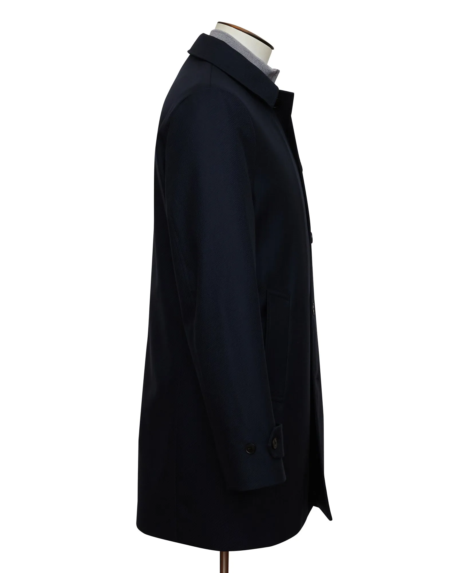 Midnight Navy Single-Breasted Car Coat With Liner