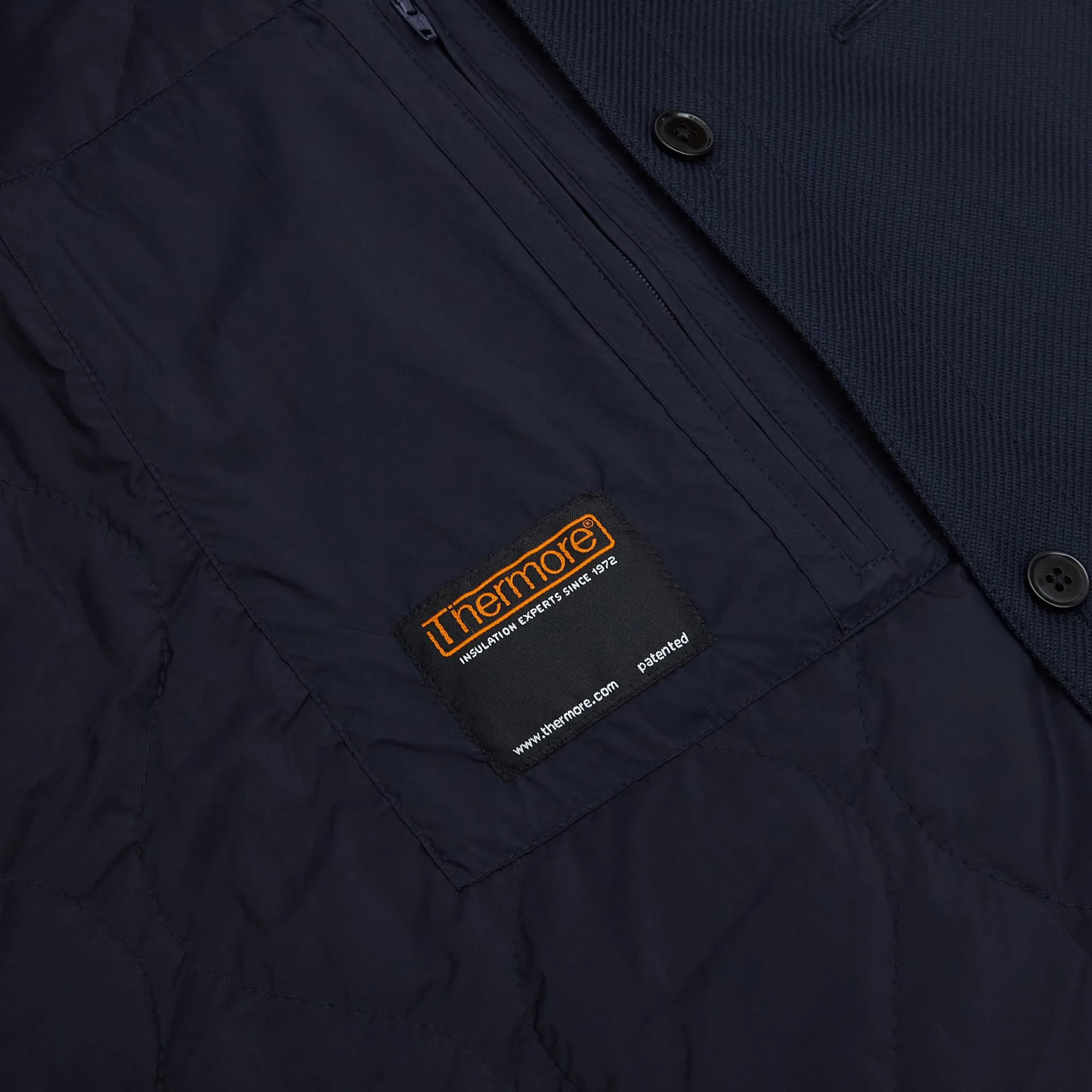 Midnight Navy Single-Breasted Car Coat With Liner