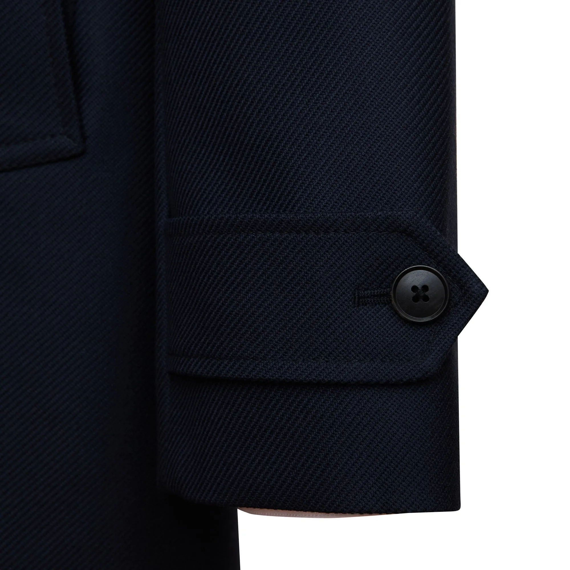 Midnight Navy Single-Breasted Car Coat With Liner