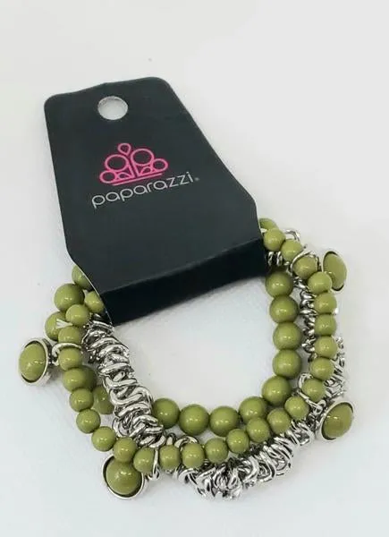 Paparazzi Accessories  - Good Vibes Only #B619 Peg - Green Bracelet