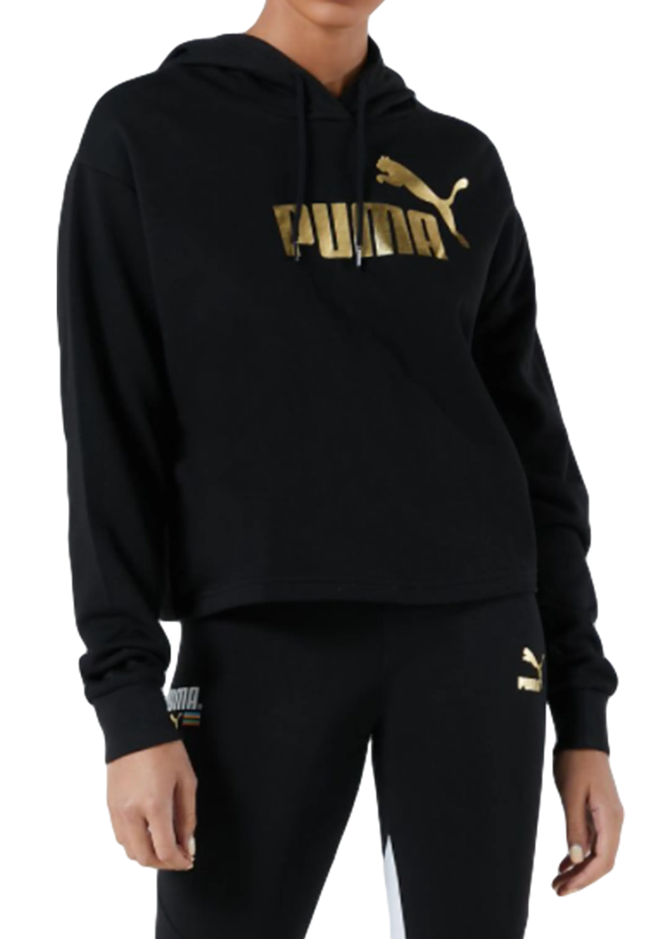 Puma Womens ESS Cropped Metallic Logo Hoodie <br> 586892 01