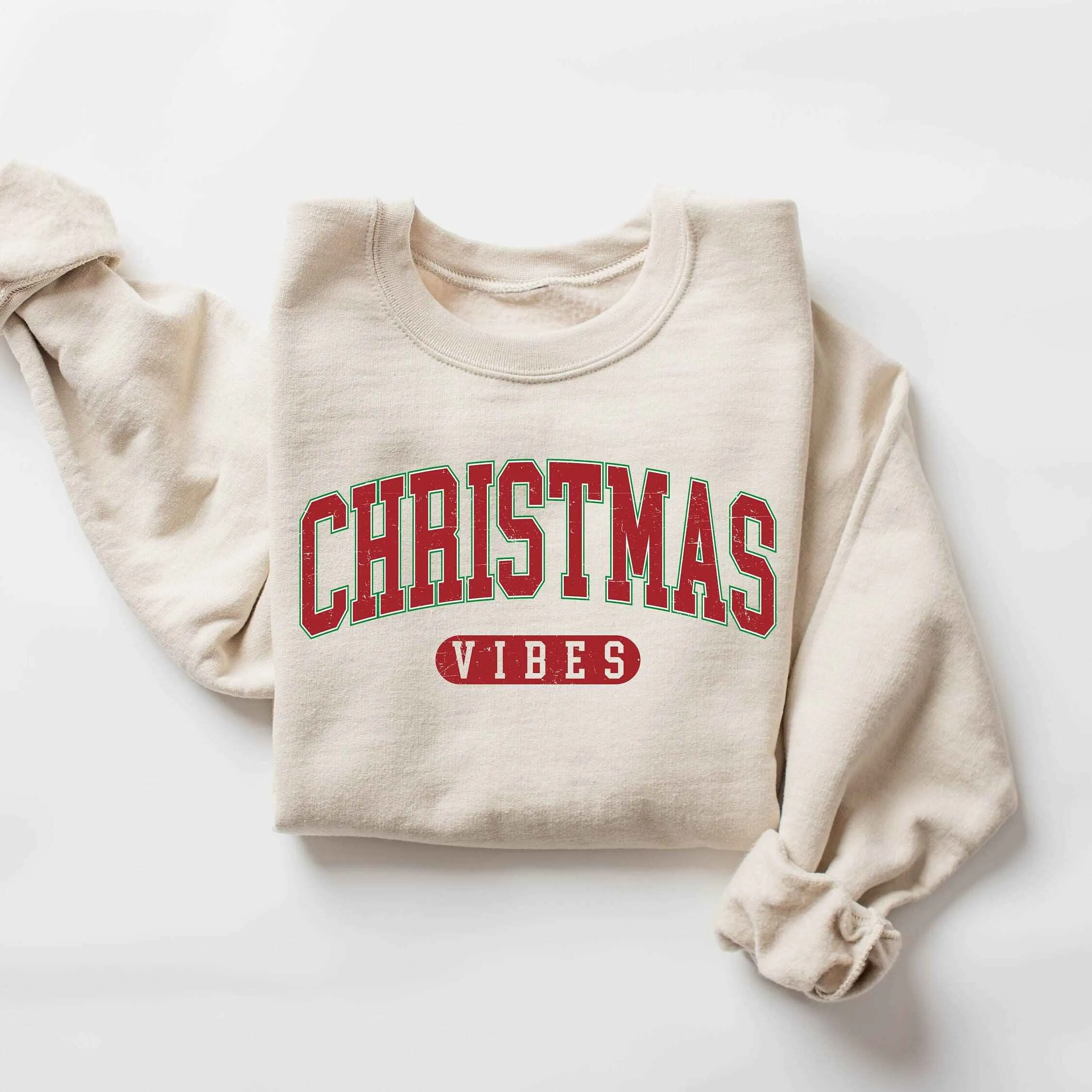 "Christmas Vibes" Sweatshirt – Festive Holiday Style, Customizable Colors