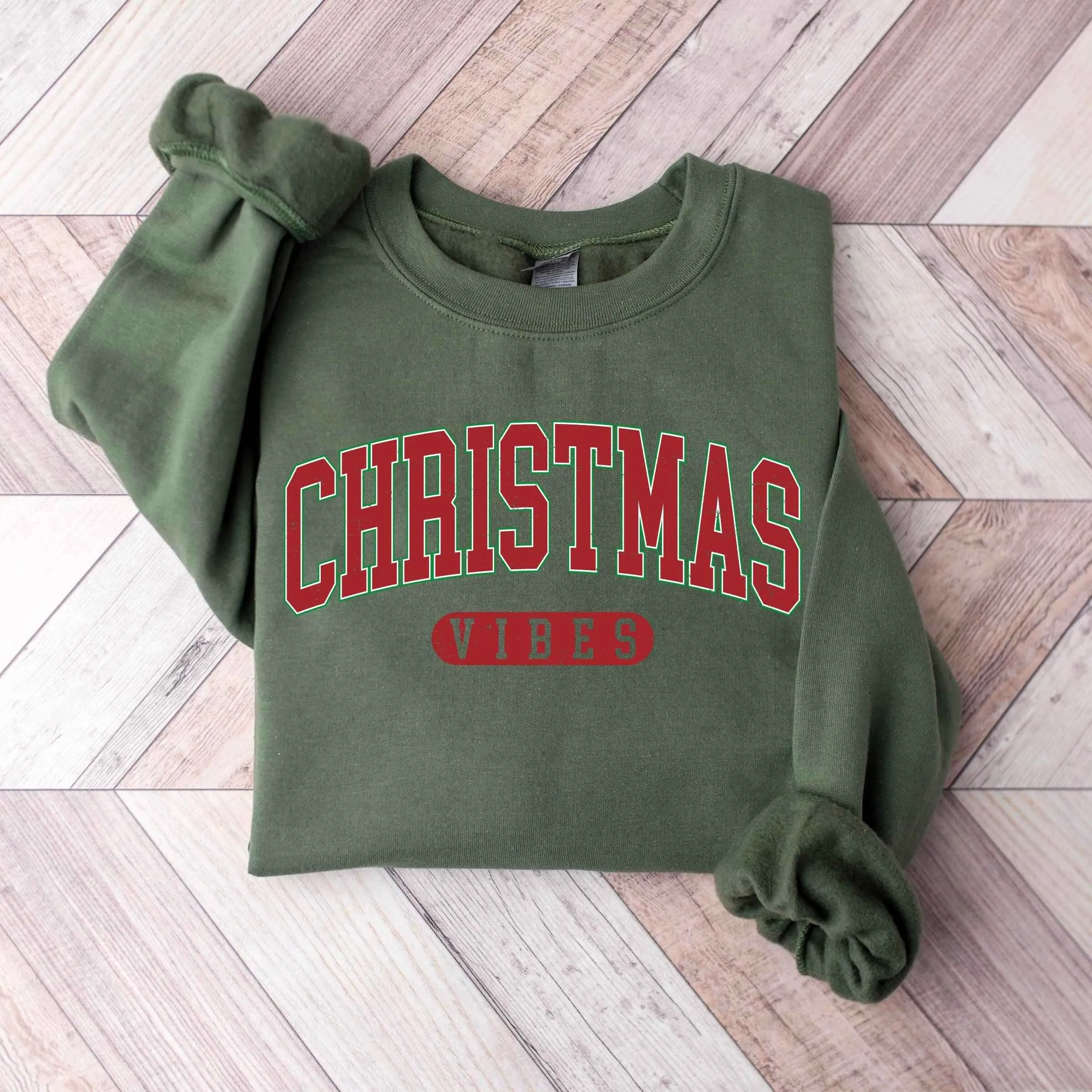 "Christmas Vibes" Sweatshirt – Festive Holiday Style, Customizable Colors