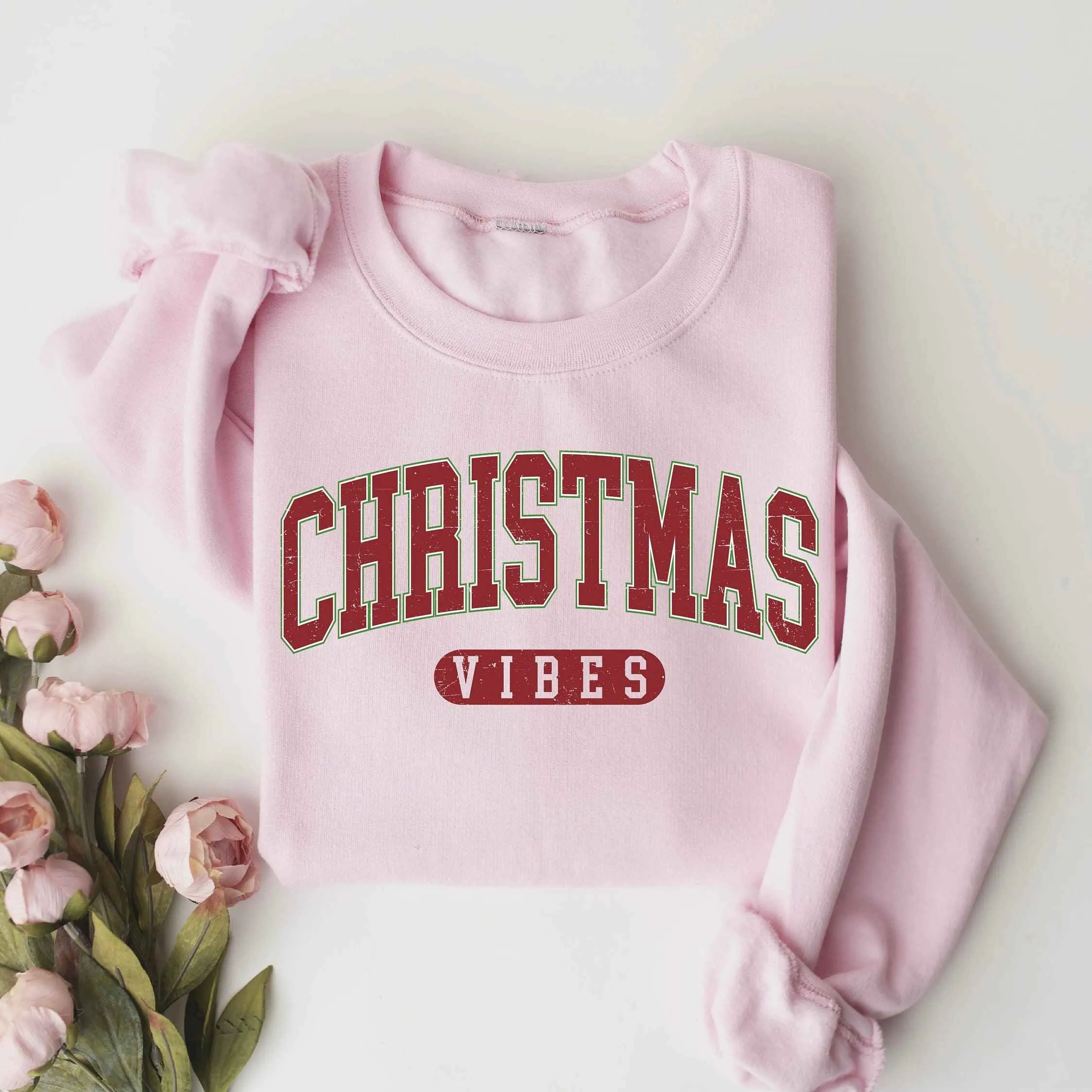 "Christmas Vibes" Sweatshirt – Festive Holiday Style, Customizable Colors