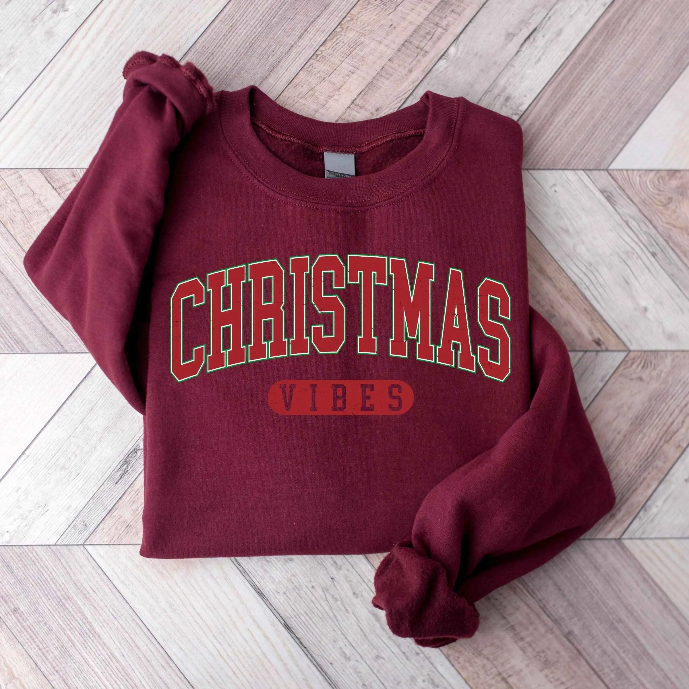 "Christmas Vibes" Sweatshirt – Festive Holiday Style, Customizable Colors