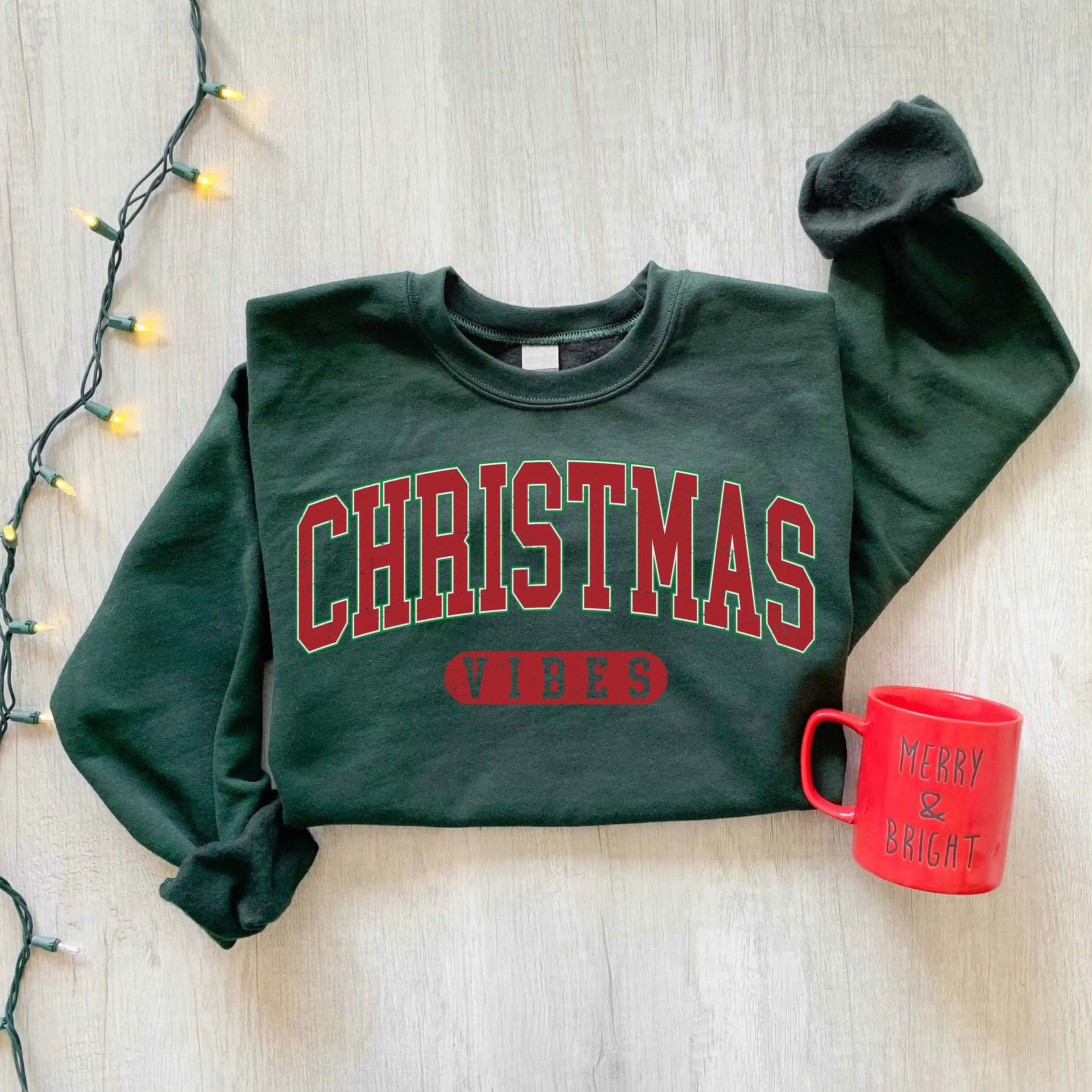 "Christmas Vibes" Sweatshirt – Festive Holiday Style, Customizable Colors