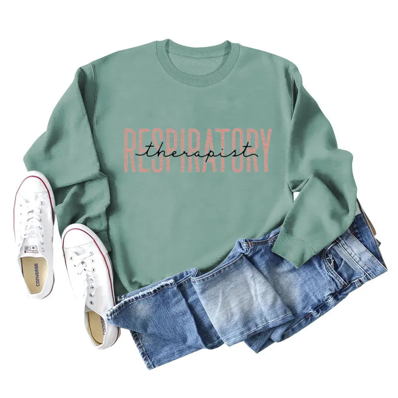 Respiratory Thermopist Letters Loose Oversize Long Sleeve Sweater