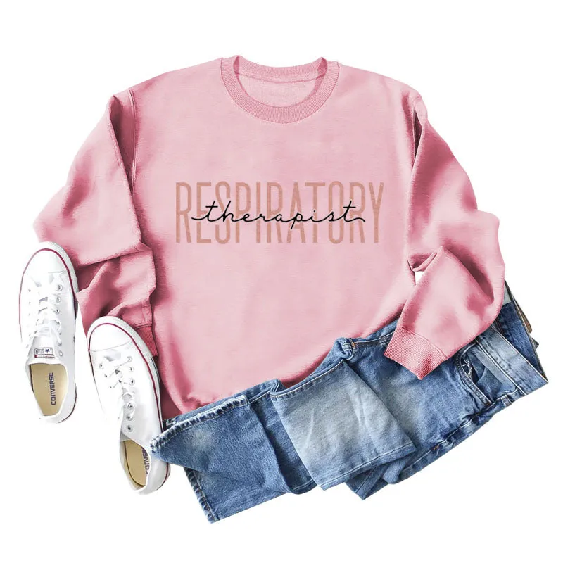 Respiratory Thermopist Letters Loose Oversize Long Sleeve Sweater