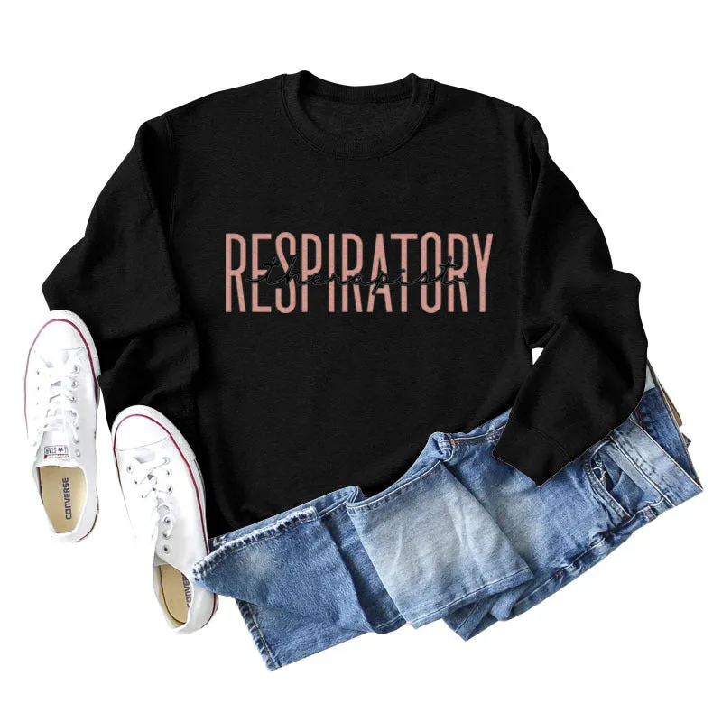 Respiratory Thermopist Letters Loose Oversize Long Sleeve Sweater