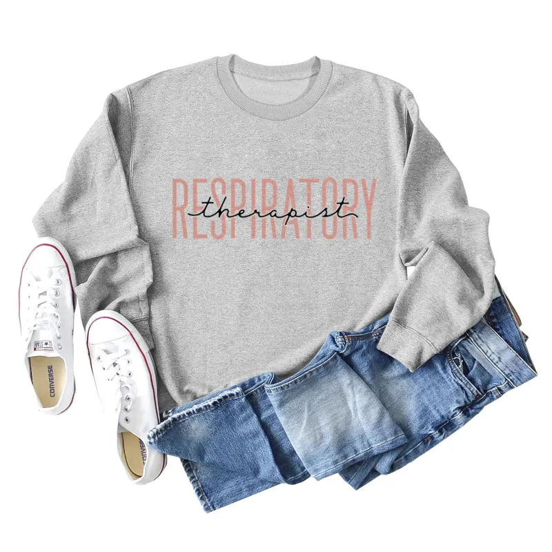 Respiratory Thermopist Letters Loose Oversize Long Sleeve Sweater