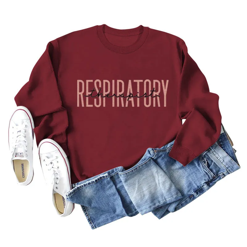 Respiratory Thermopist Letters Loose Oversize Long Sleeve Sweater