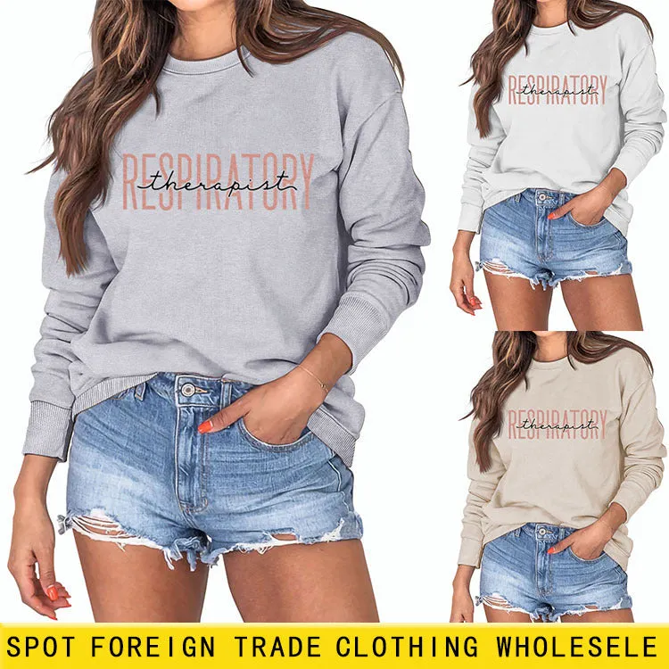 Respiratory Thermopist Letters Loose Oversize Long Sleeve Sweater