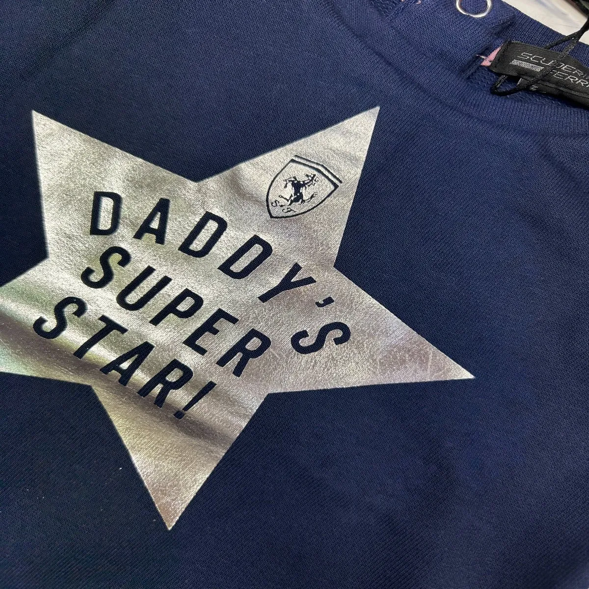 Scuderia Ferrari 'Daddy's Super Star' Baby Girl T-Shirt - Navy