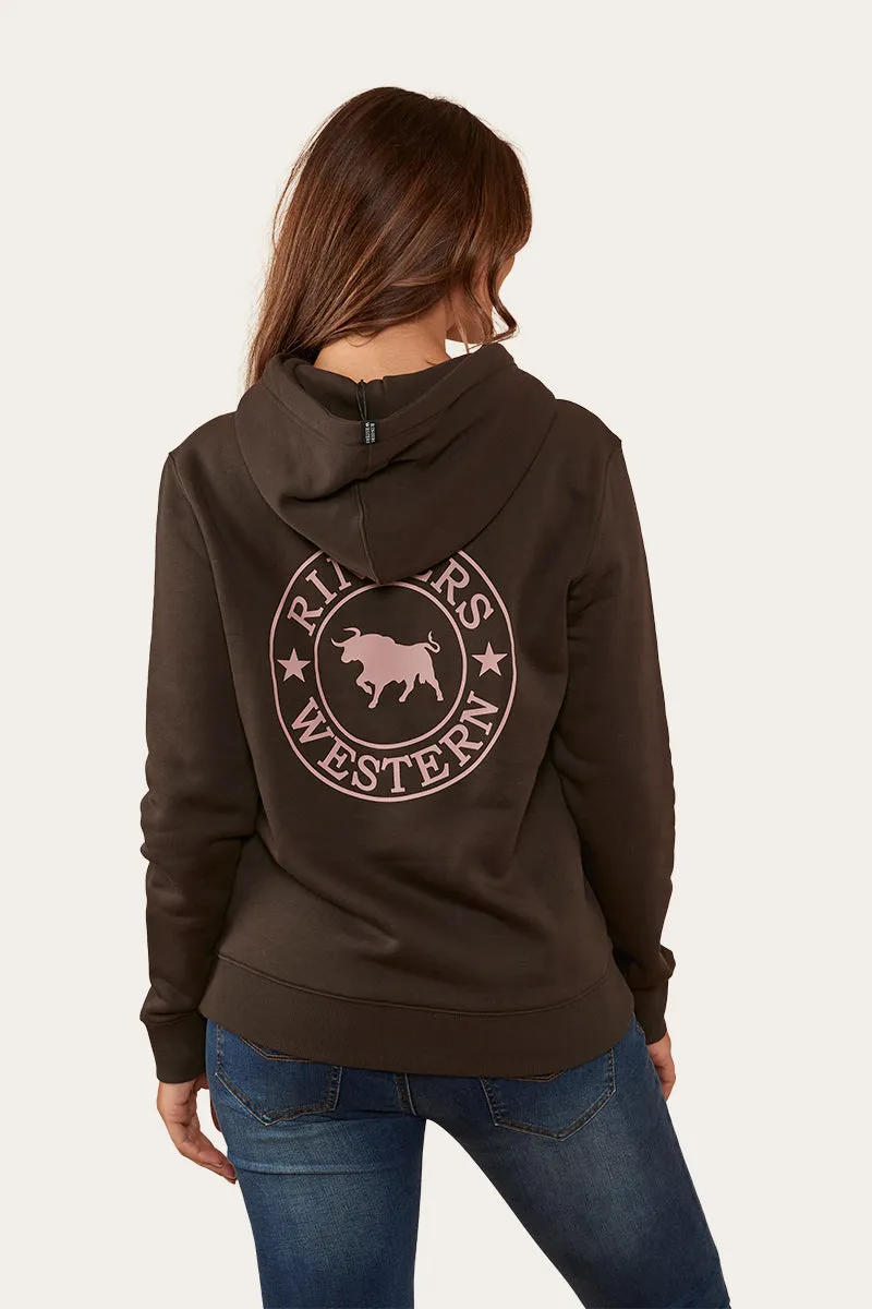 Signature Bull Womens Pullover Hoodie - Charcoal/Rosey