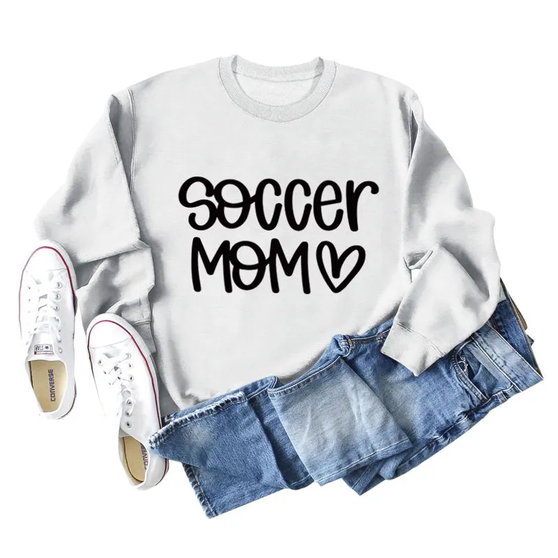 SOCCER MOM Love Letter Round Neck Fashion Autumn and Winter Loose Long Sleeve Sweater