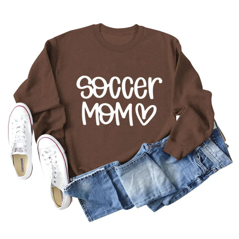 SOCCER MOM Love Letter Round Neck Fashion Autumn and Winter Loose Long Sleeve Sweater