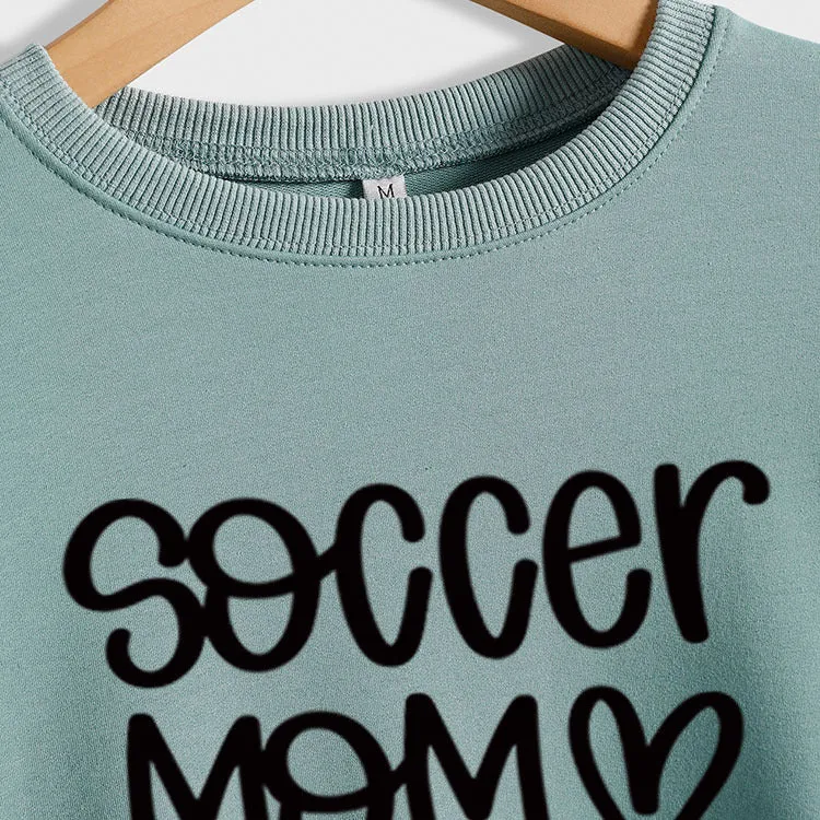 SOCCER MOM Love Letter Round Neck Fashion Autumn and Winter Loose Long Sleeve Sweater