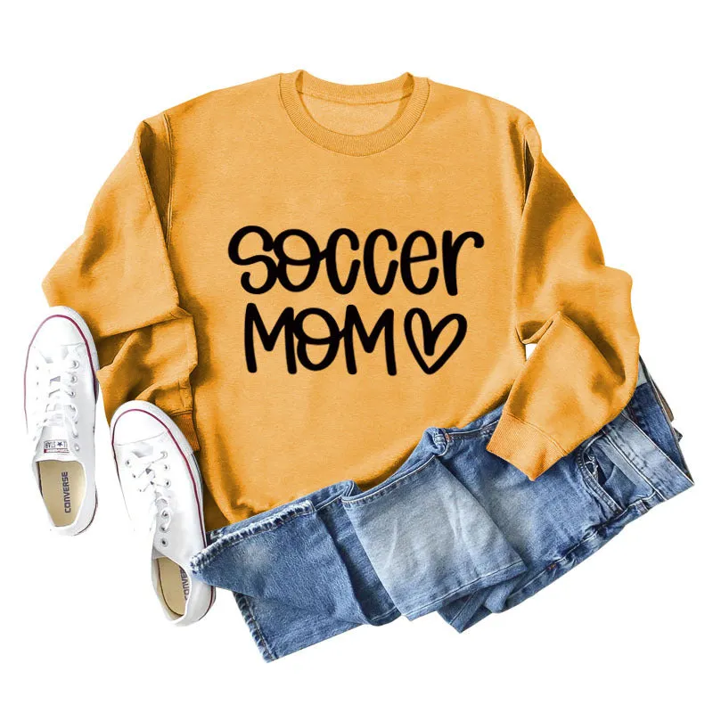 SOCCER MOM Love Letter Round Neck Fashion Autumn and Winter Loose Long Sleeve Sweater