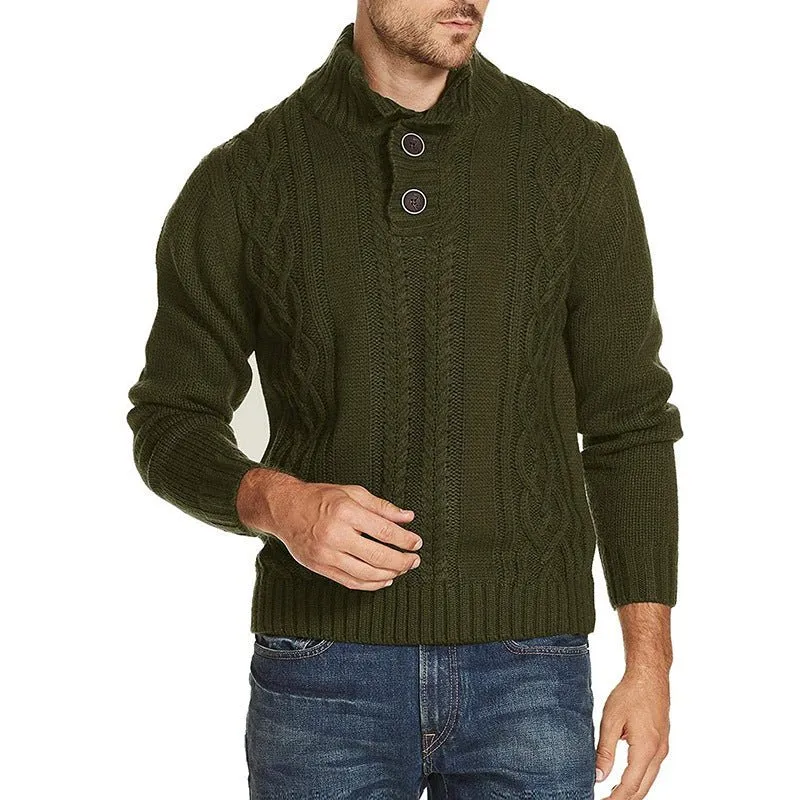 Solid Color Long-Sleeved Sweater For Men