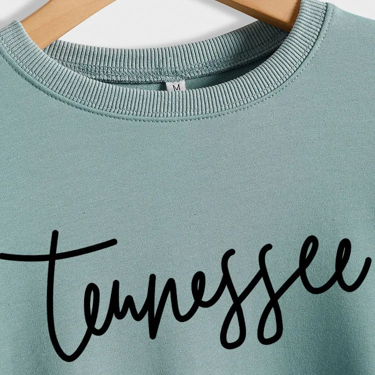 Tennessee Round Neck Loose Fashion Large Size Top Long Sleeve T-Shirt Women Letter Sweater