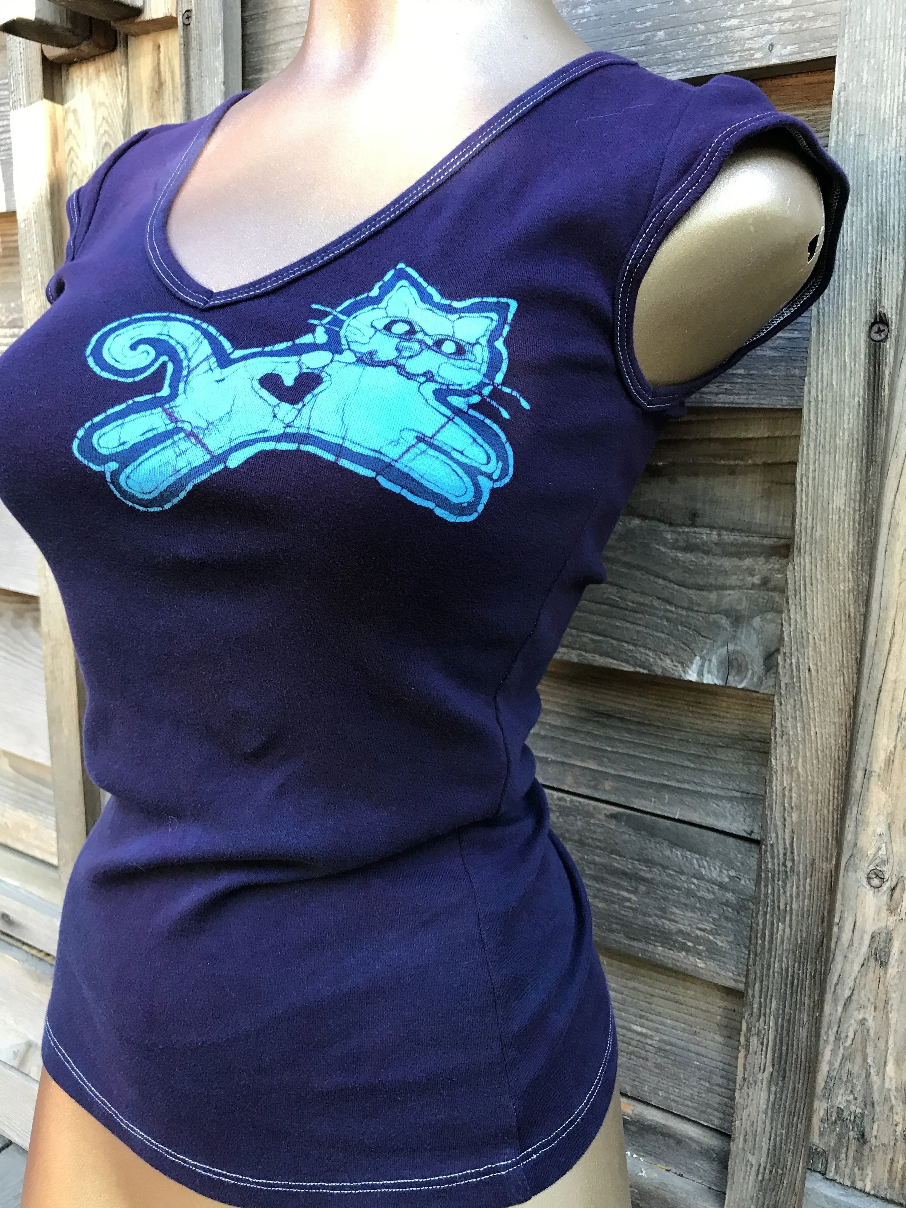 The Cat's Meow Handmade Batik Stretchy Tee