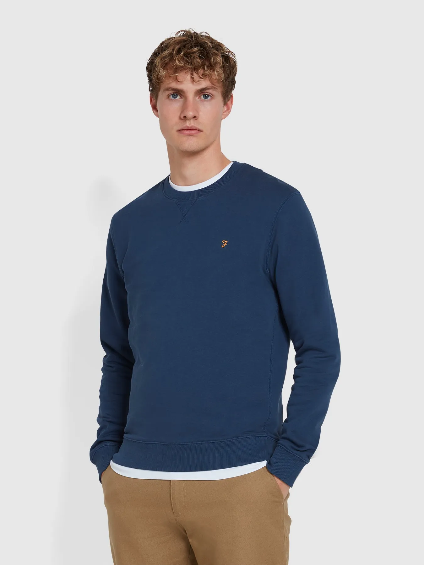 Tim Organic Cotton Crew Neck Sweatshirt In Deep Blue