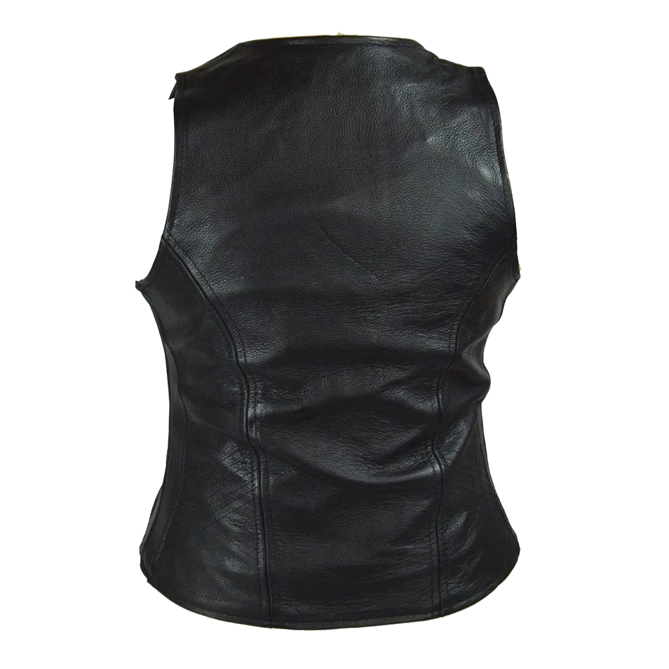 Vance Leather VL1030 Ladies Plain Side Zipper Vest with Zip Pockets