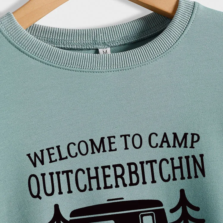 WELCOME TO CAMP LETTERS FASHION CREW NECK LOOSE OVERSIZE LONG SLEEVE WOMEN'S