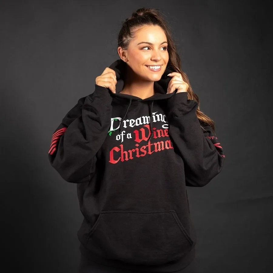 Women's Wine Christmas Hoodie - Black