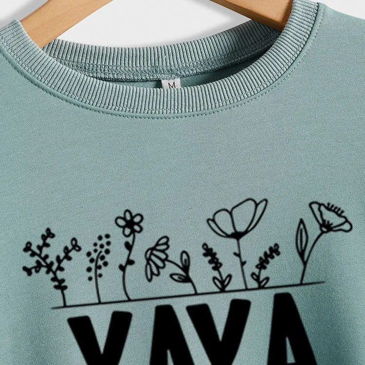 YAYA Plant Flower Letters Round Neck Long-sleeved Women's Sweatshirt